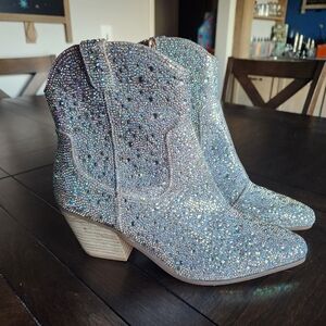 Matisse Shayne Glittering Rhinestone Ankle Boots Cowboy 8.5 Women's